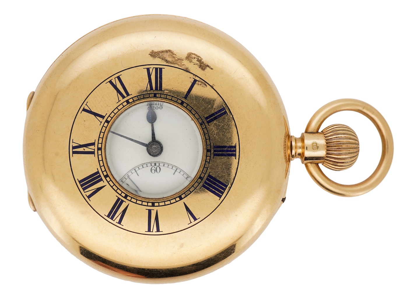 An Edwardian 18ct gold keyless lever half hunter pocket watch, by Clerke, Royal Exchange, London